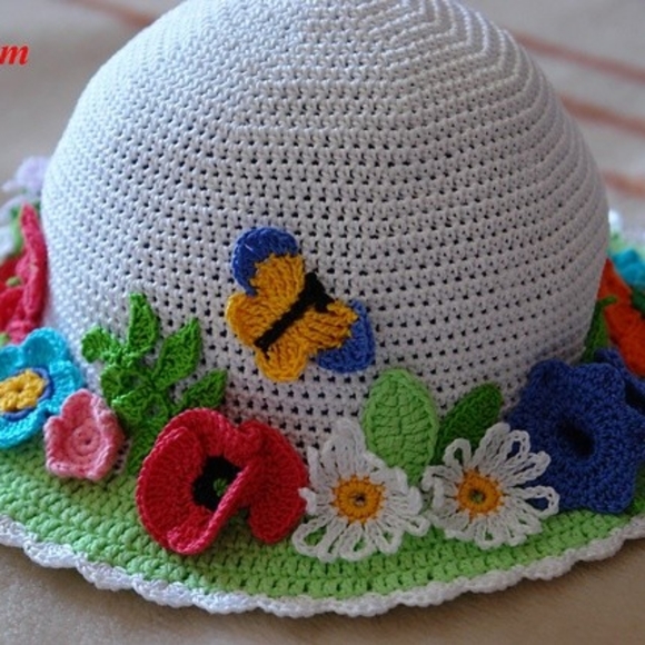 Spring baby girls hat, handmade crochet any size - Picture 3 of 7